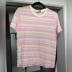 Sezane Martha T-shirt Pink Pastel Stripes - Size M